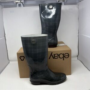 UGG Shaye Plaid Rain Boots Women’s Size 8 Made in USA Waterproof Tall